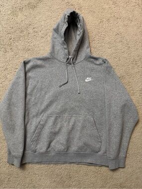 Nike Gray Men's Pullover Hoodie with White Swoosh